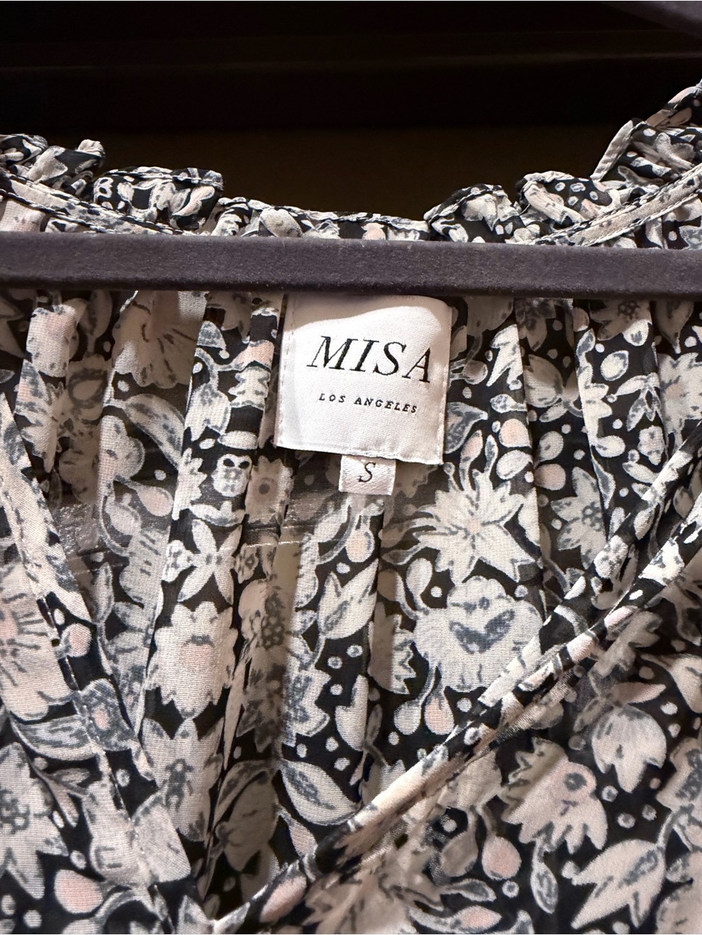 Misa Los Angeles Black and White Floral Chemise
